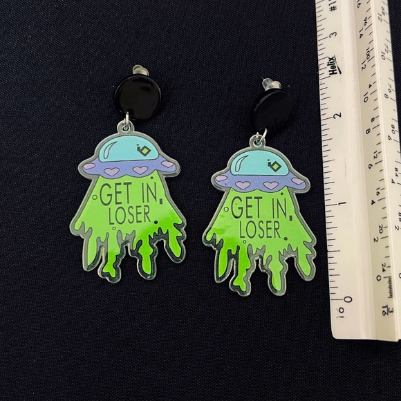 UFO “Get in Loser” Dangle Earrings - Picture 6 of 7